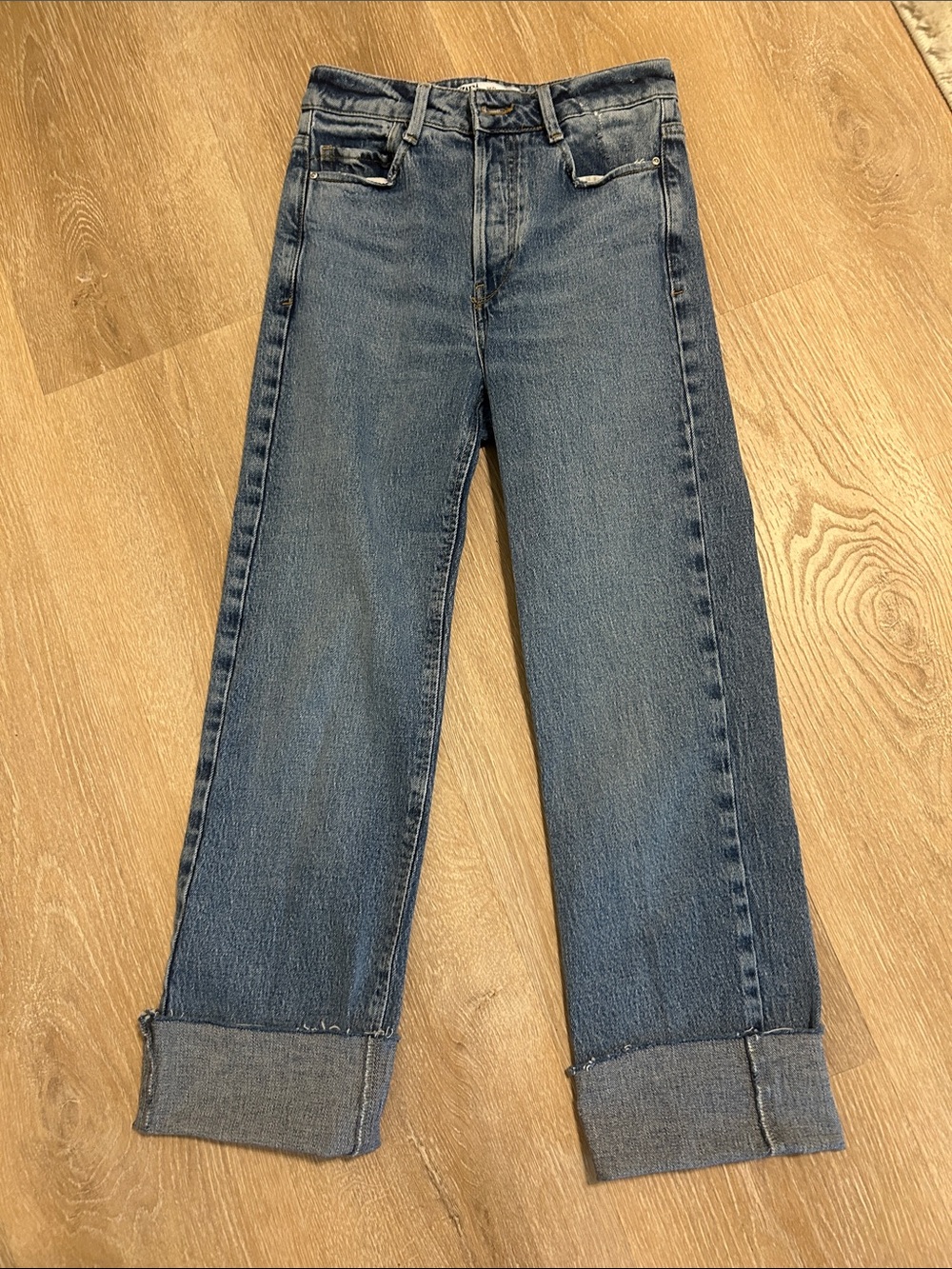 Zara cuffed button fly straight leg jeans